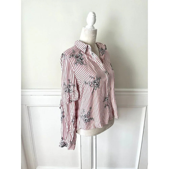 Forever 21 Printed Button Down Blouse L - Picture 2 of 4